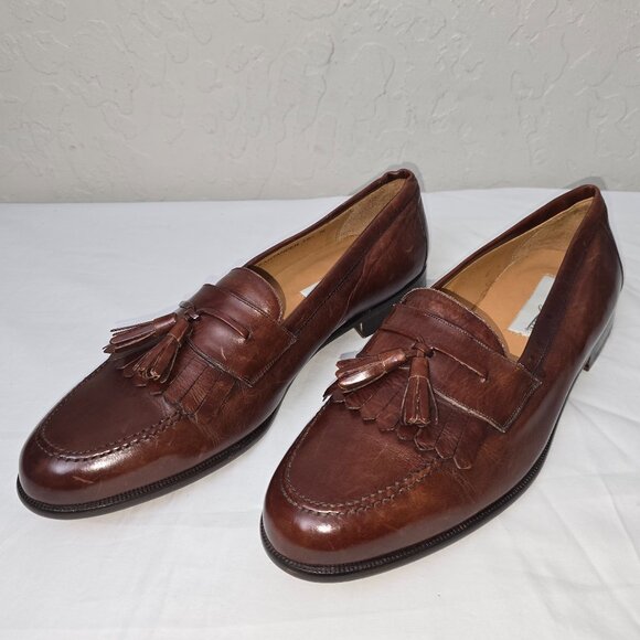 Mezlan Santander Brown Leather Slip On Kiltie Tassel Loafers Men’s Size 10.5 - Picture 7 of 10